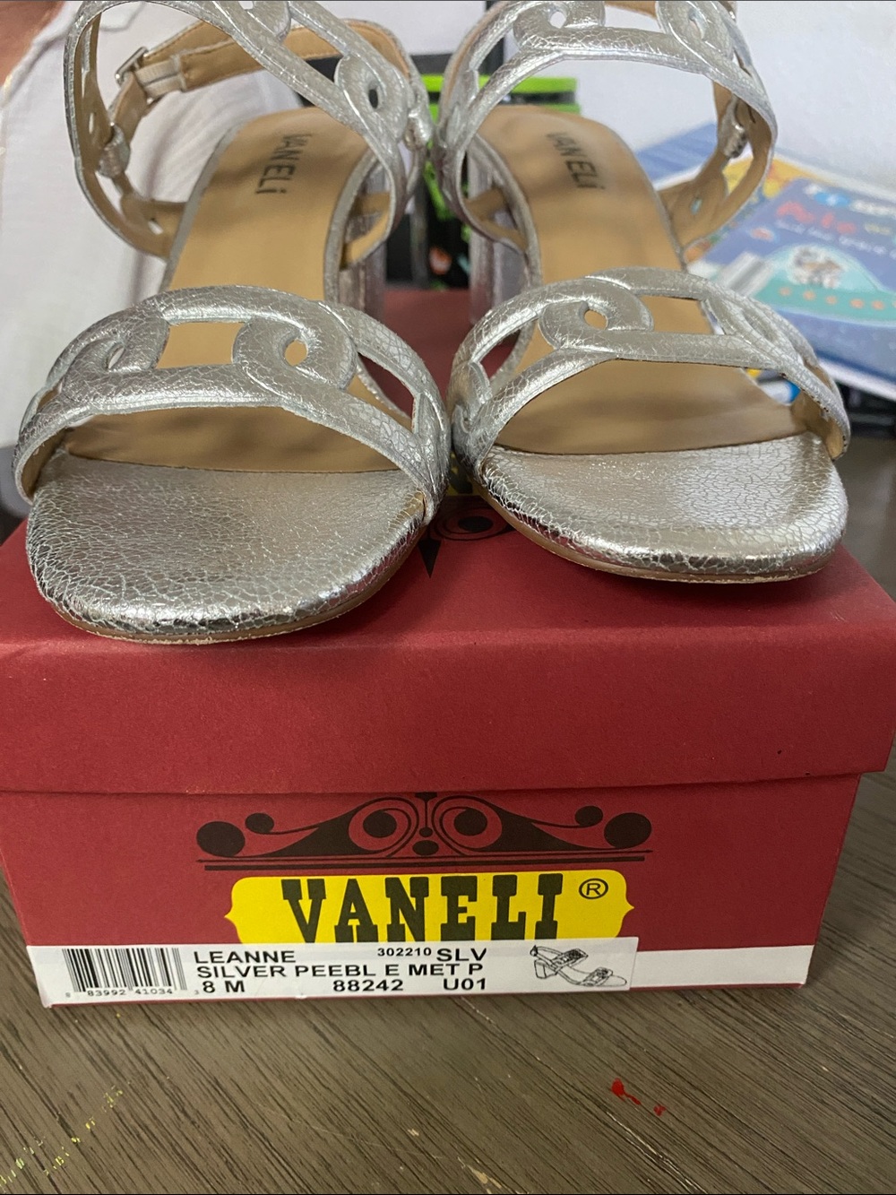 Vaneli Silver Metallic Strappy Heeled Sandals